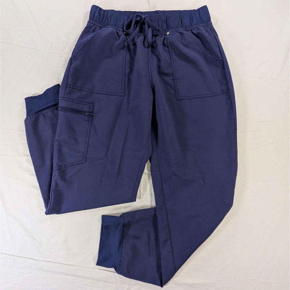 Scrubstar Scrubs Pants Active Joggers Elastic Waist Medium Petite Navy Blue